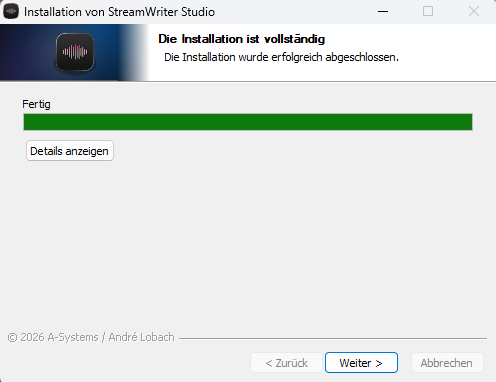 Installation abgeschlossen